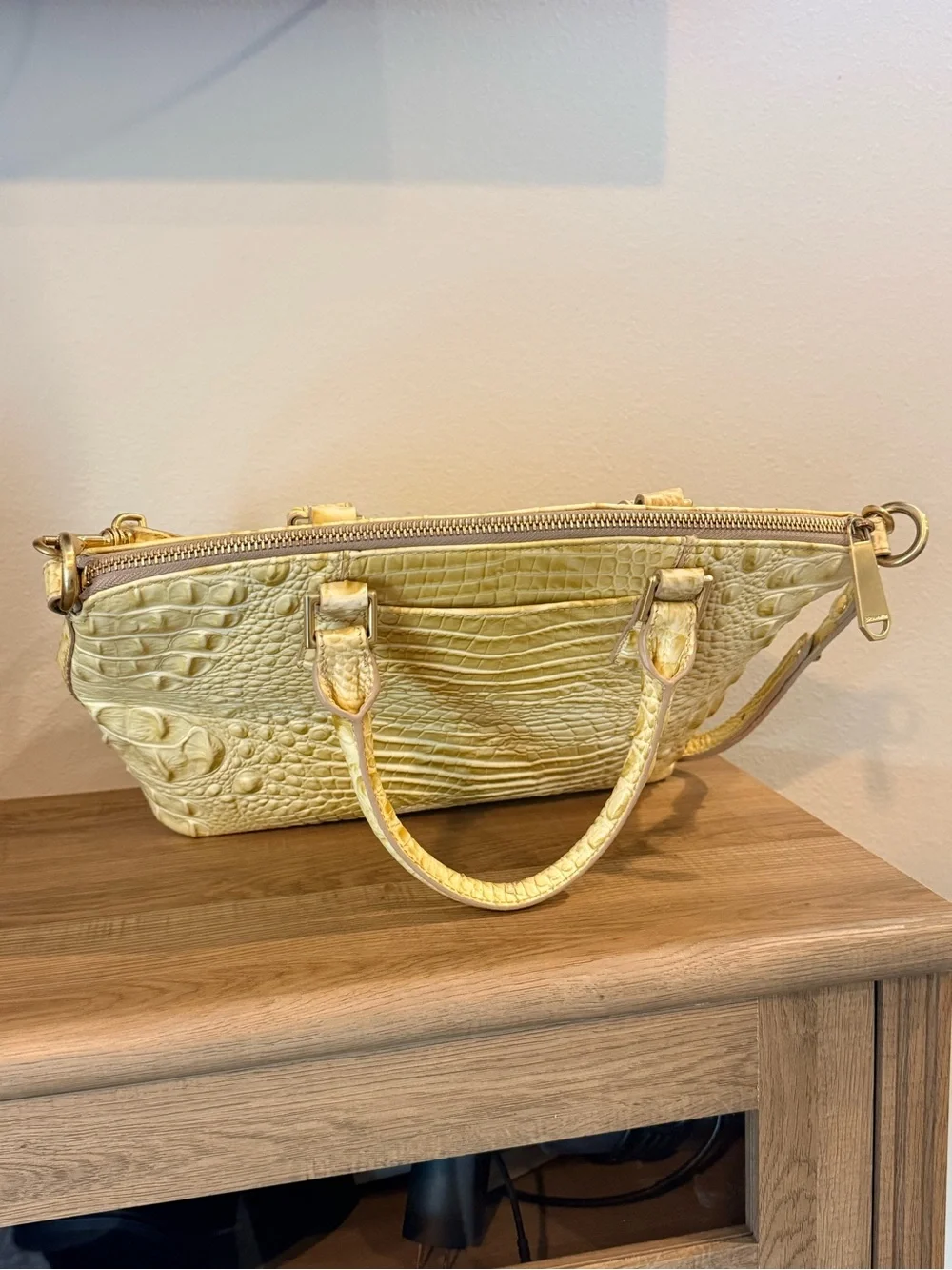 Brahmin Yellow Croc-Embossed Leather Shoulder Bag